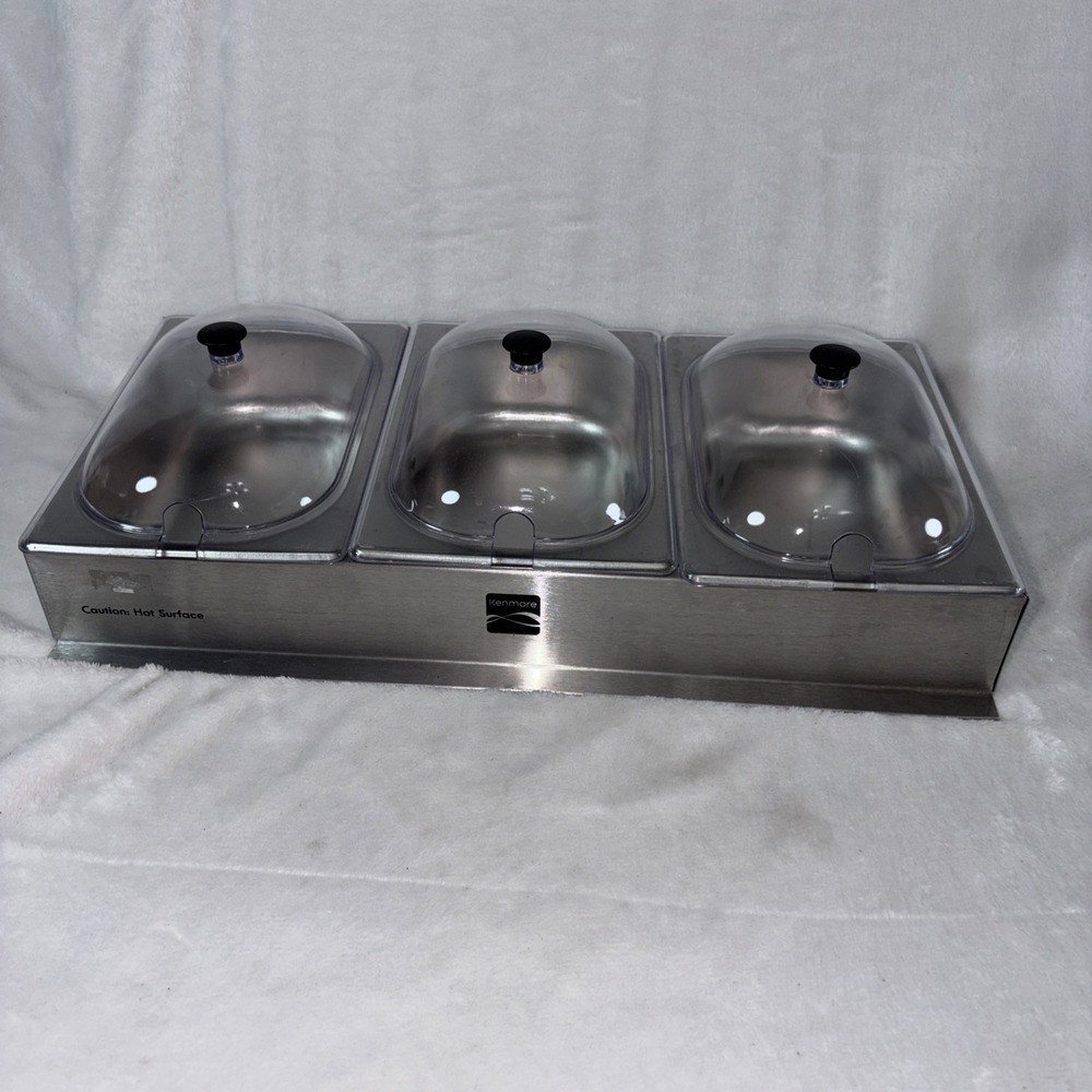 Kenmore Stainless Steel 2.5 Quart 3-Station Mini Buffet Server‎ No Spoons EUC